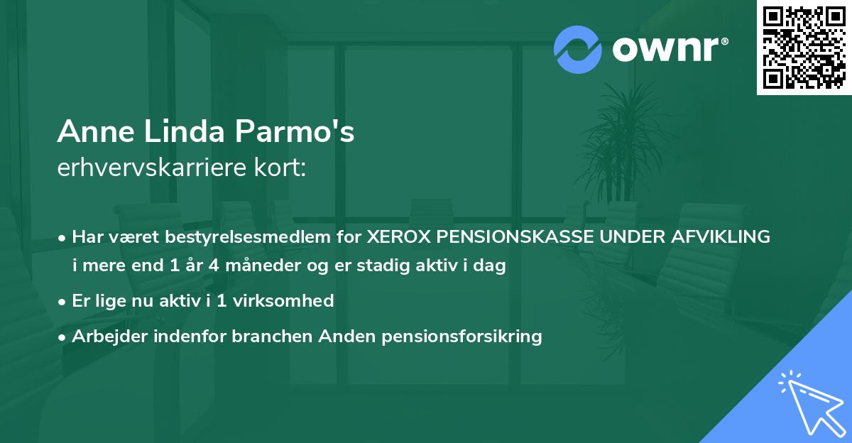 Anne Linda Parmo's erhvervskarriere kort
