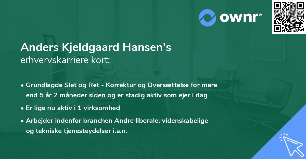Anders Kjeldgaard Hansen's erhvervskarriere kort