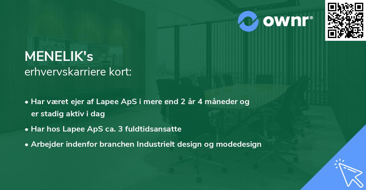 MENELIK's erhvervskarriere kort