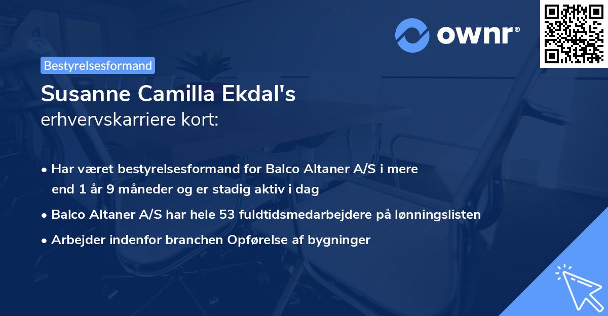 Susanne Camilla Ekdal's erhvervskarriere kort