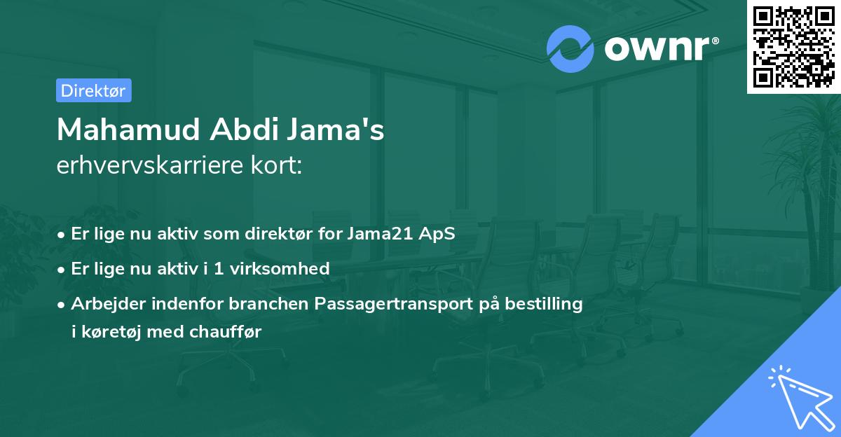 Mahamud Abdi Jama's erhvervskarriere kort