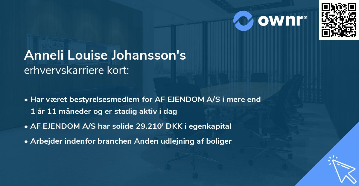 Anneli Louise Johansson's erhvervskarriere kort