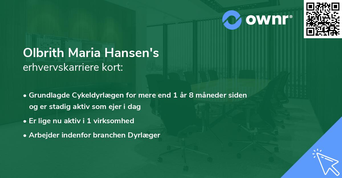 Olbrith Maria Hansen's erhvervskarriere kort