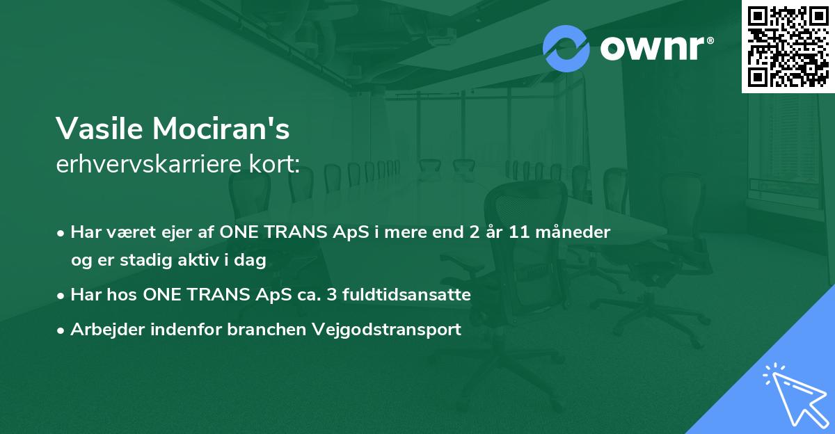 Vasile Mociran's erhvervskarriere kort