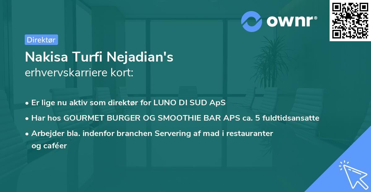 Nakisa Turfi Nejadian's erhvervskarriere kort