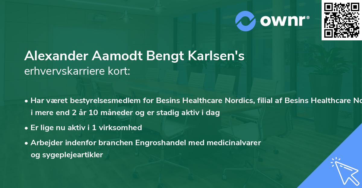 Alexander Aamodt Bengt Karlsen's erhvervskarriere kort