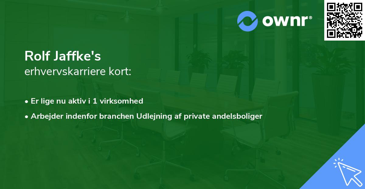 Rolf Jaffke's erhvervskarriere kort