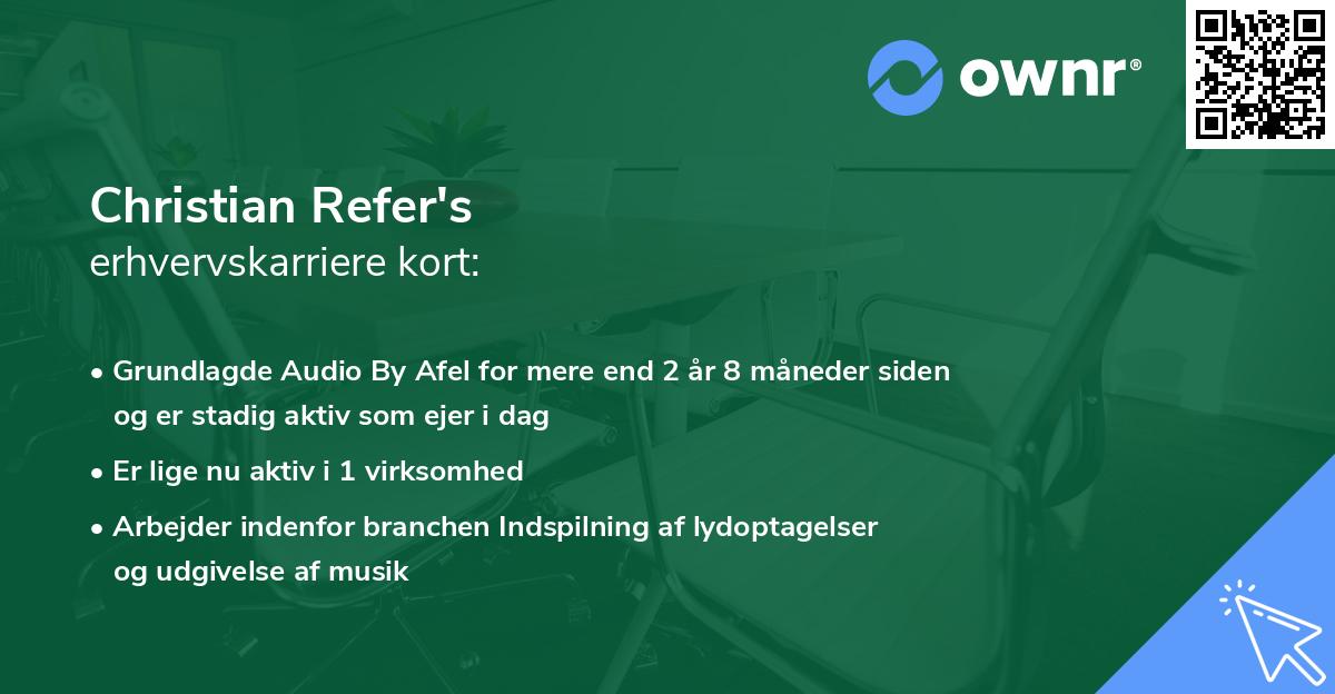 Christian Refer's erhvervskarriere kort