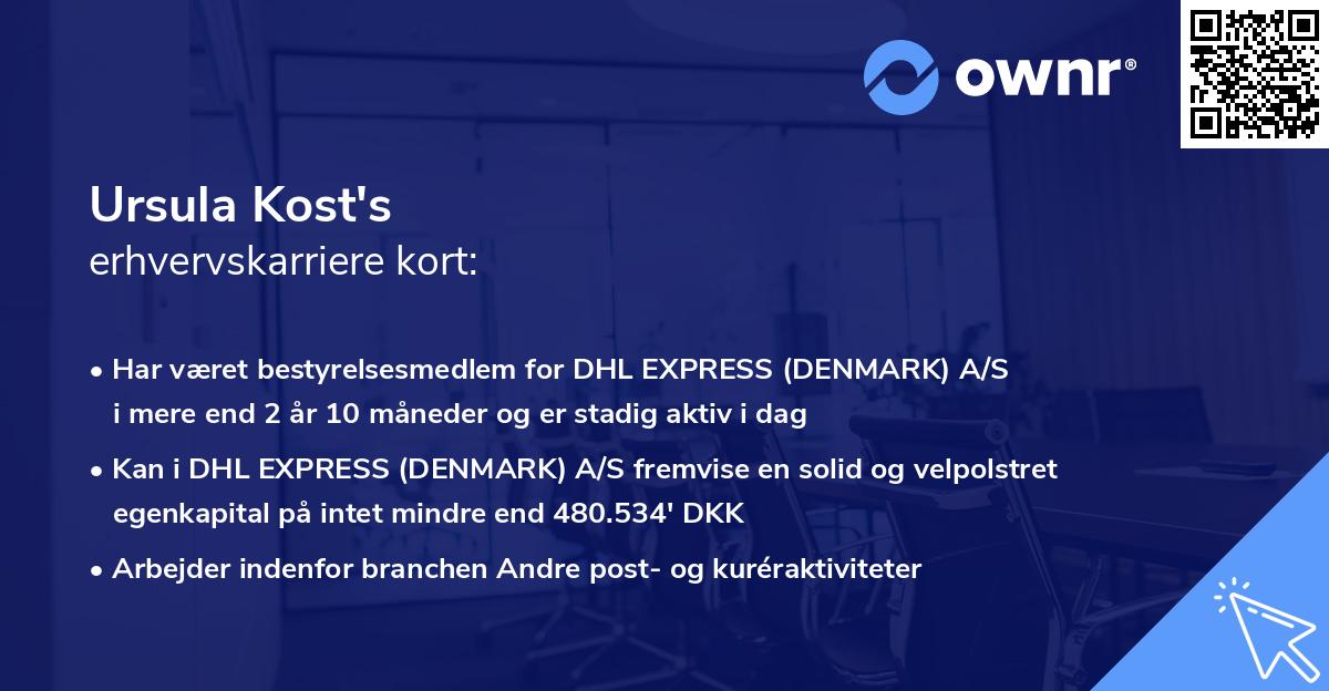 Ursula Kost's erhvervskarriere kort