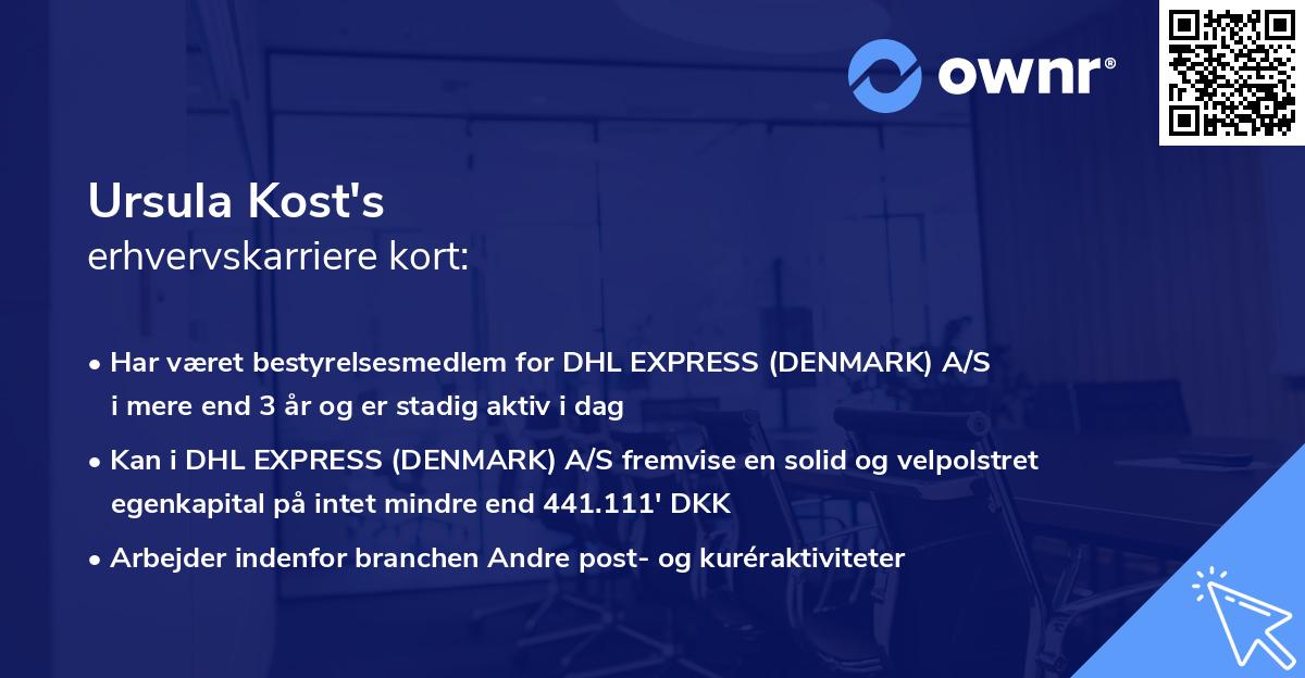 Ursula Kost's erhvervskarriere kort