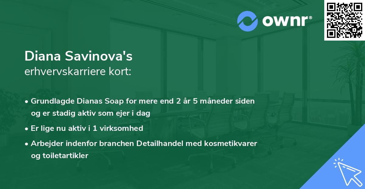 Diana Savinova's erhvervskarriere kort