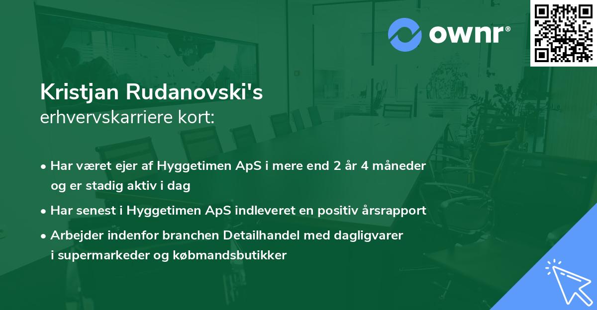 Kristjan Rudanovski's erhvervskarriere kort