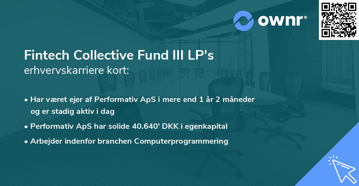 Fintech Collective Fund III LP's erhvervskarriere kort