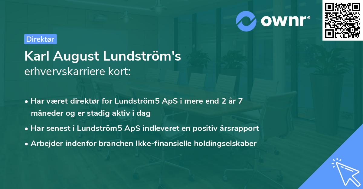 Karl August Lundström's erhvervskarriere kort