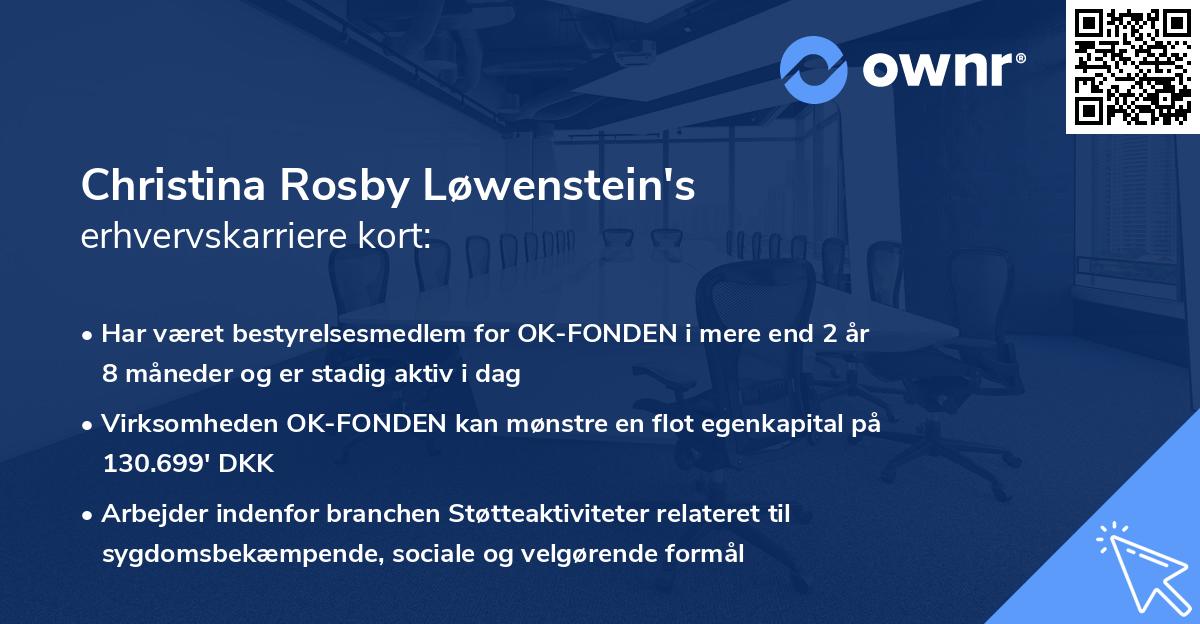 Christina Rosby Løwenstein's erhvervskarriere kort