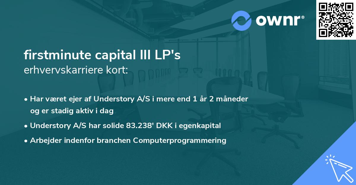 firstminute capital III LP's erhvervskarriere kort