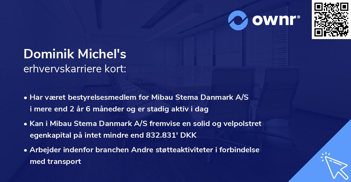 Dominik Michel's erhvervskarriere kort