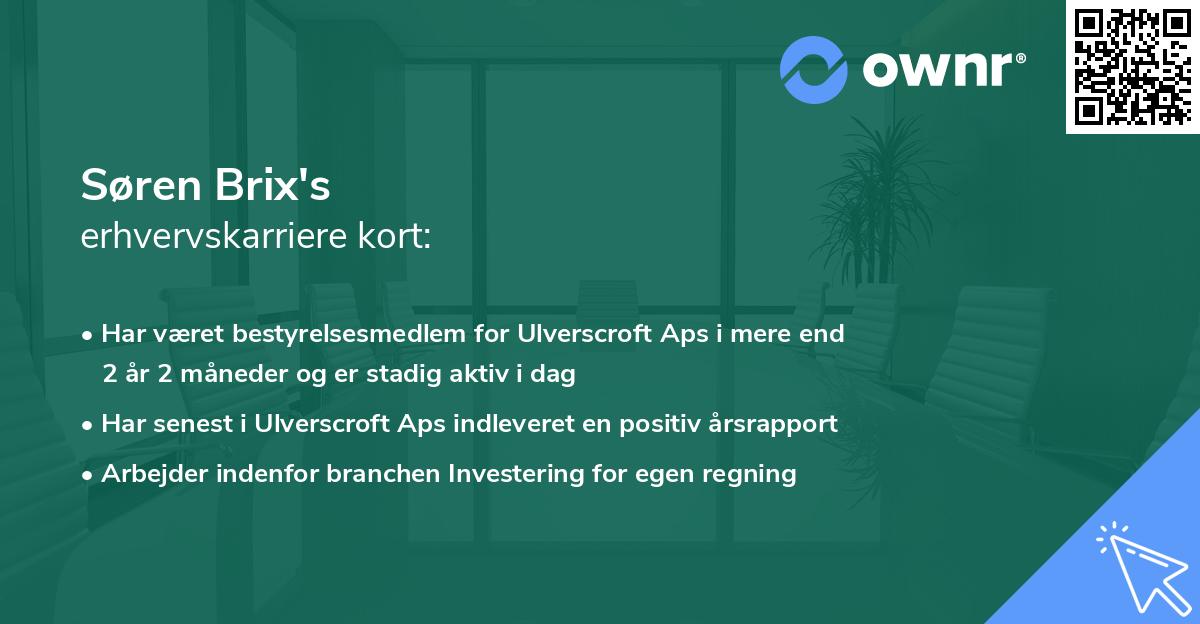 Søren Brix's erhvervskarriere kort