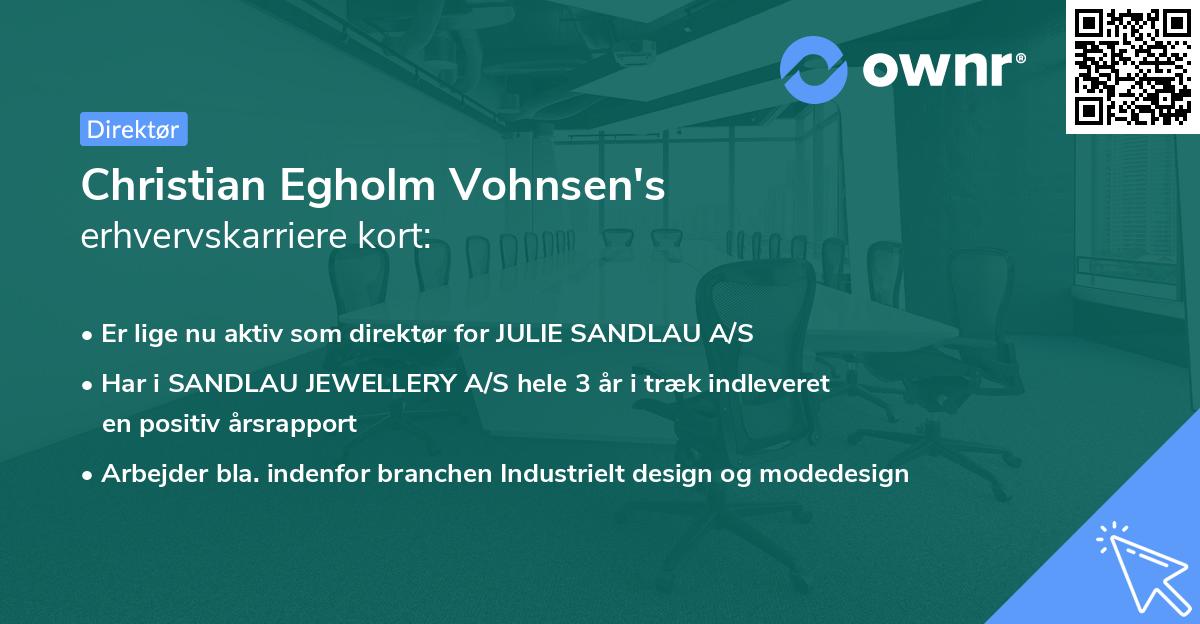 Christian Egholm Vohnsen's erhvervskarriere kort