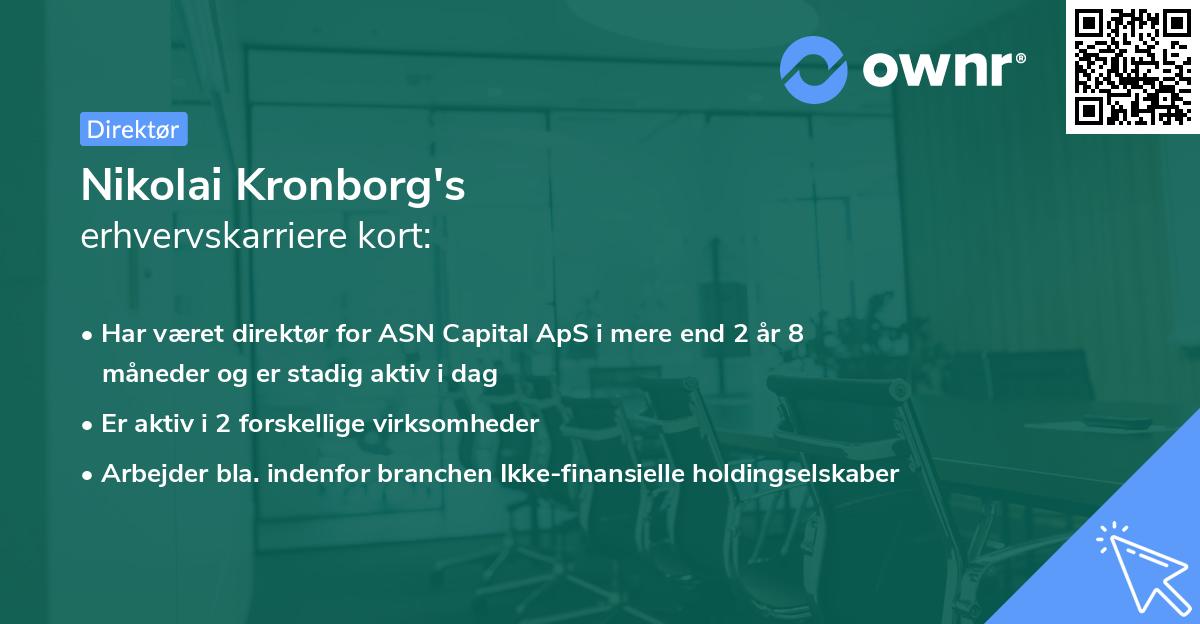 Nikolai Kronborg's erhvervskarriere kort