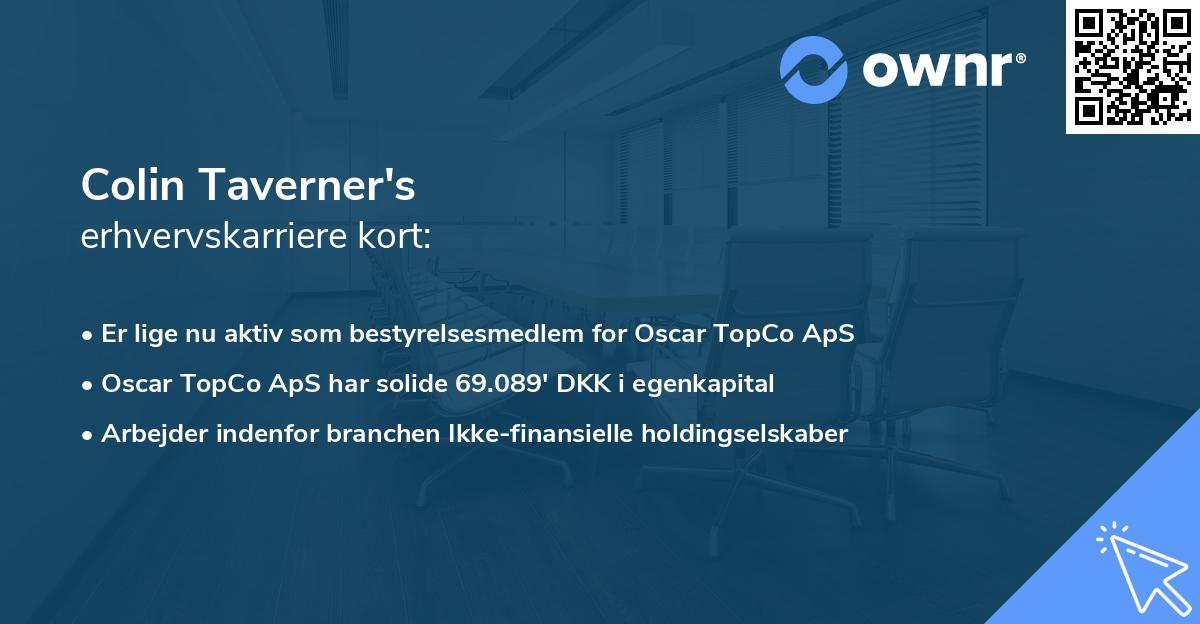 Colin Taverner's erhvervskarriere kort