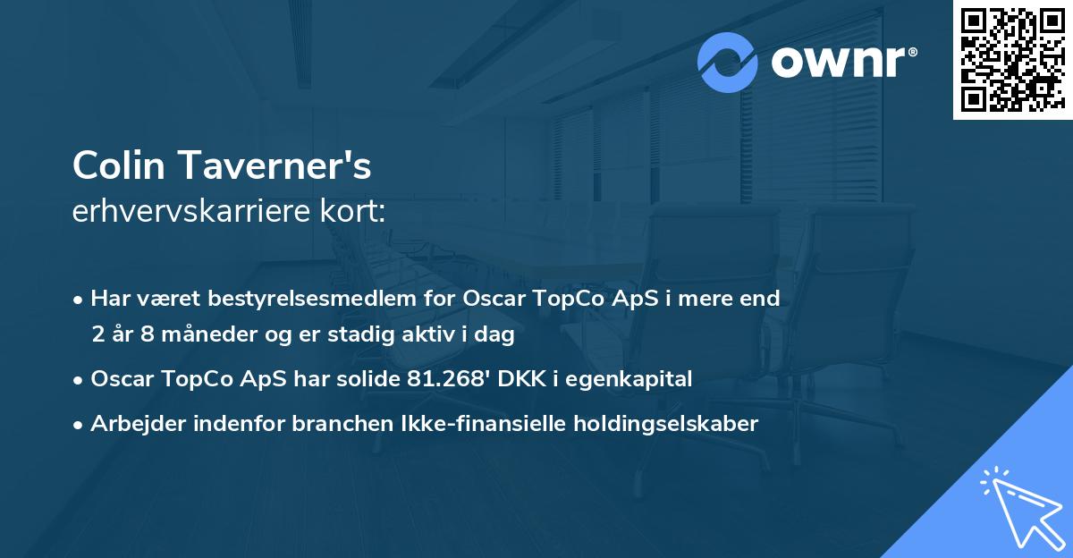 Colin Taverner's erhvervskarriere kort