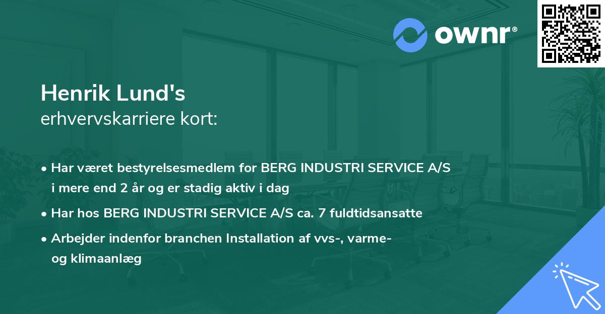 Henrik Lund's erhvervskarriere kort