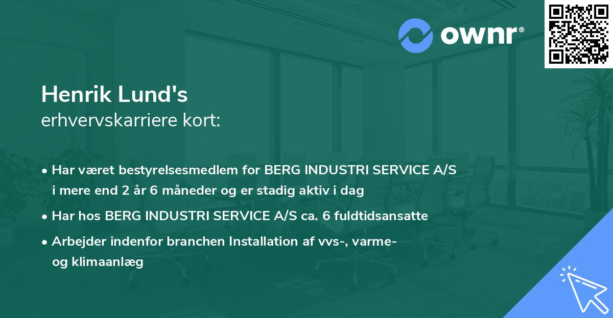 Henrik Lund's erhvervskarriere kort
