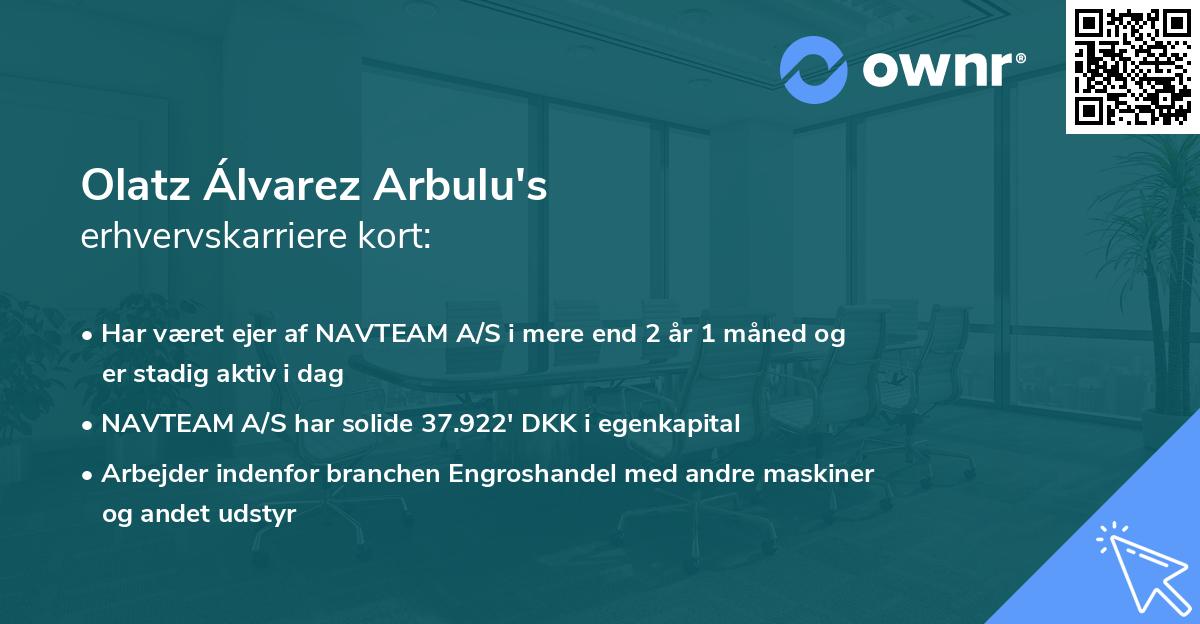 Olatz Álvarez Arbulu's erhvervskarriere kort