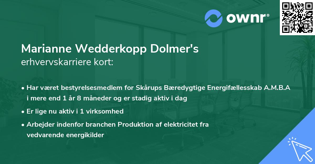 Marianne Wedderkopp Dolmer's erhvervskarriere kort