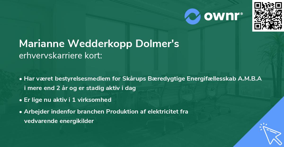 Marianne Wedderkopp Dolmer's erhvervskarriere kort