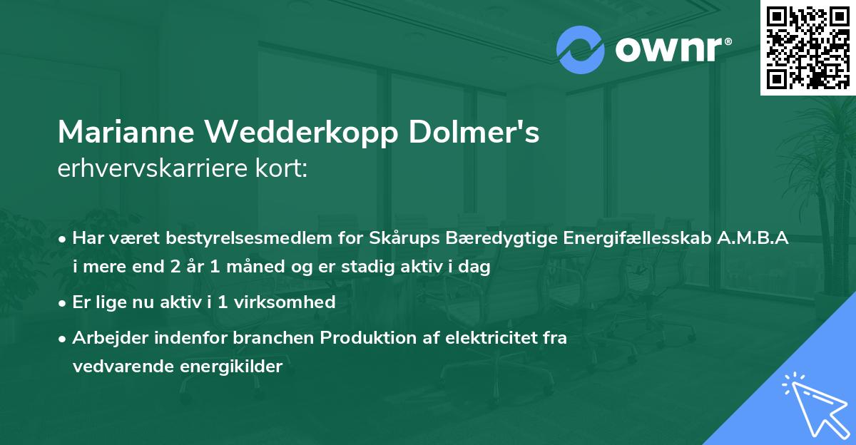 Marianne Wedderkopp Dolmer's erhvervskarriere kort