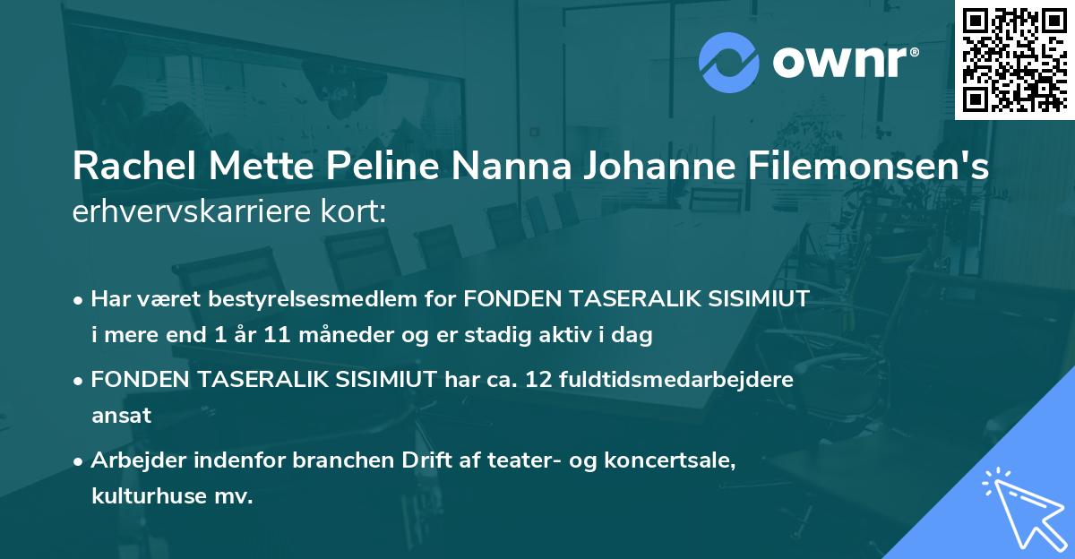 Rachel Mette Peline Nanna Johanne Filemonsen's erhvervskarriere kort
