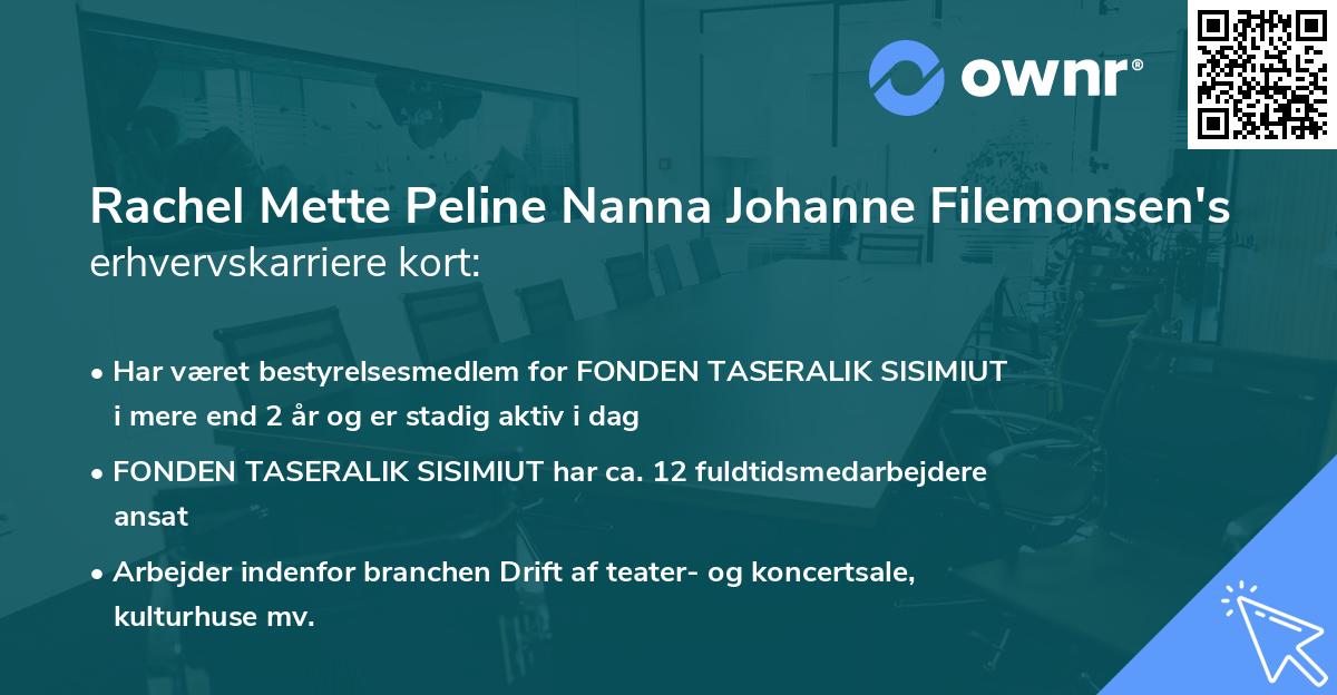 Rachel Mette Peline Nanna Johanne Filemonsen's erhvervskarriere kort