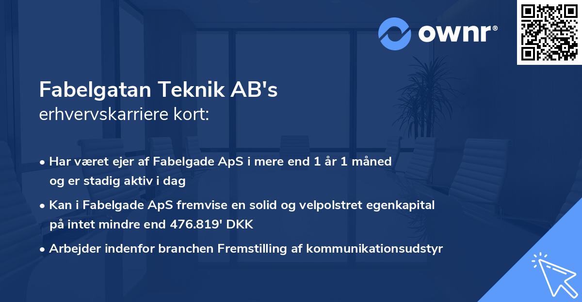 Fabelgatan Teknik AB's erhvervskarriere kort