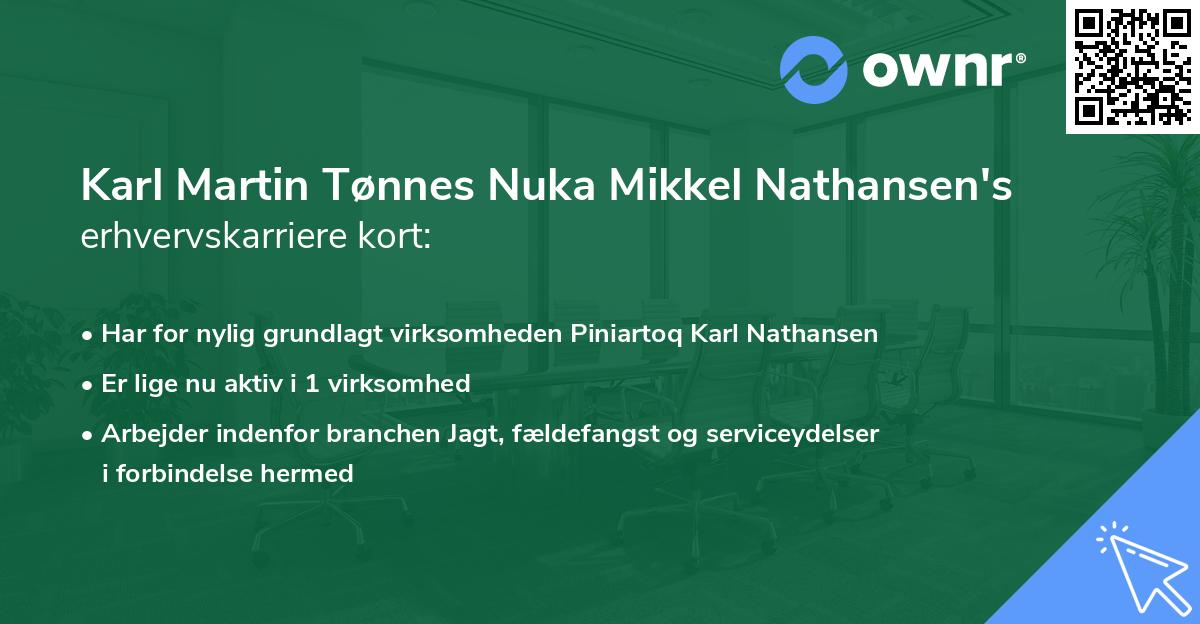 Karl Martin Tønnes Nuka Mikkel Nathansen's erhvervskarriere kort