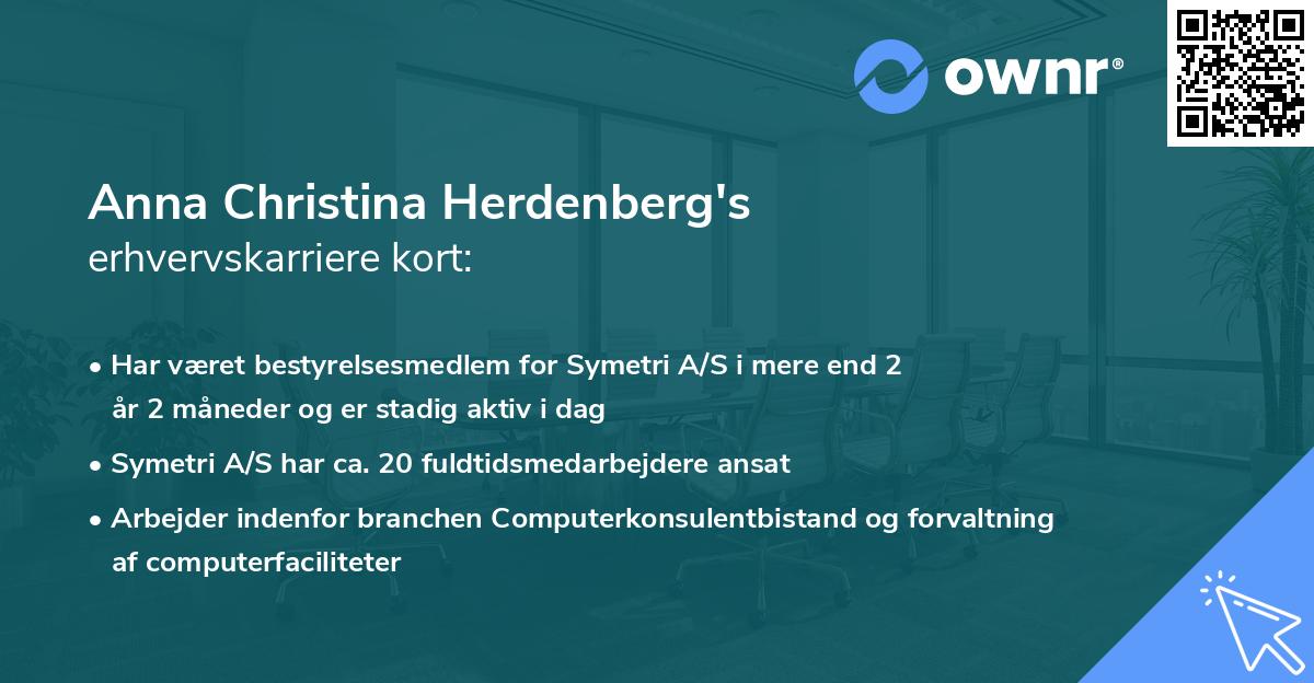 Anna Christina Herdenberg's erhvervskarriere kort