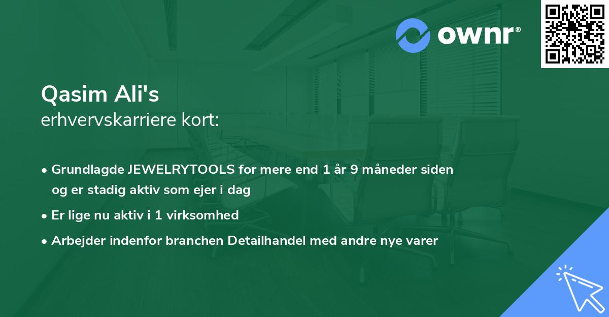 Qasim Ali's erhvervskarriere kort