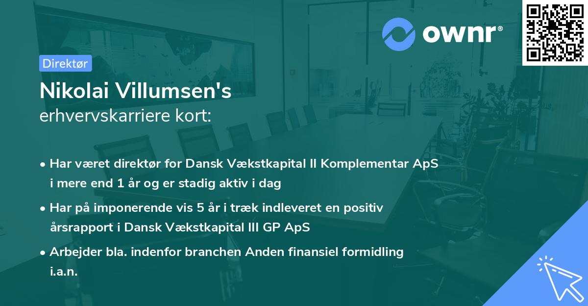 Nikolai Villumsen's erhvervskarriere kort