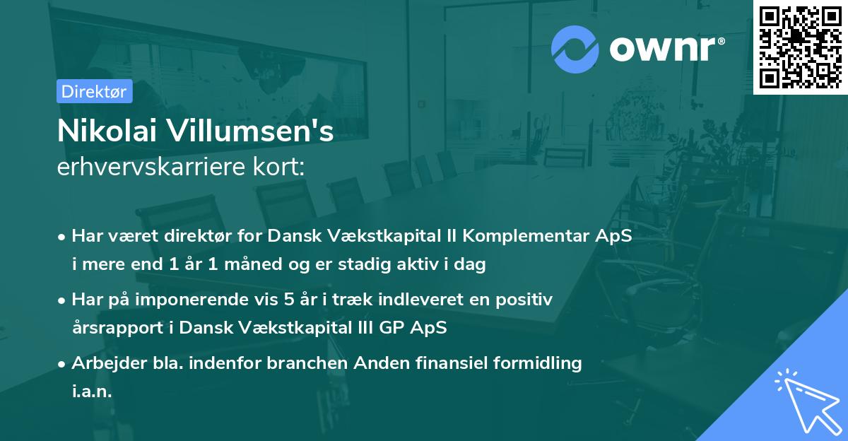 Nikolai Villumsen's erhvervskarriere kort