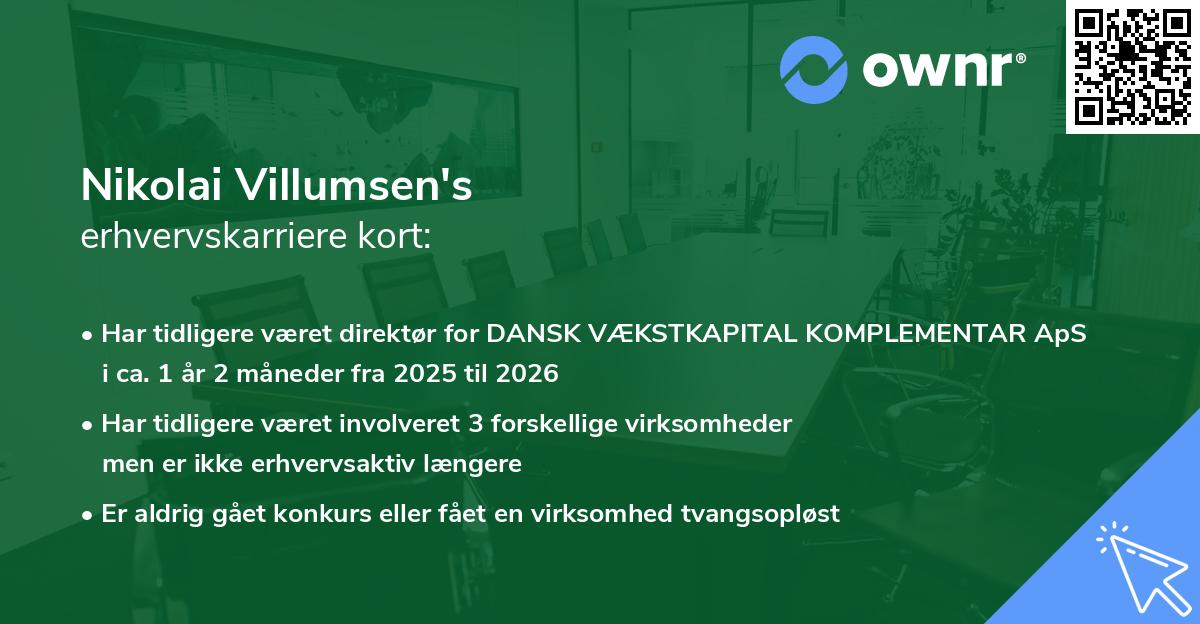 Nikolai Villumsen's erhvervskarriere kort