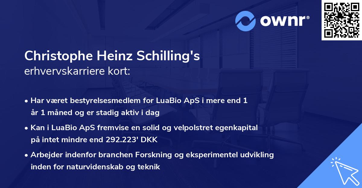 Christophe Heinz Schilling's erhvervskarriere kort
