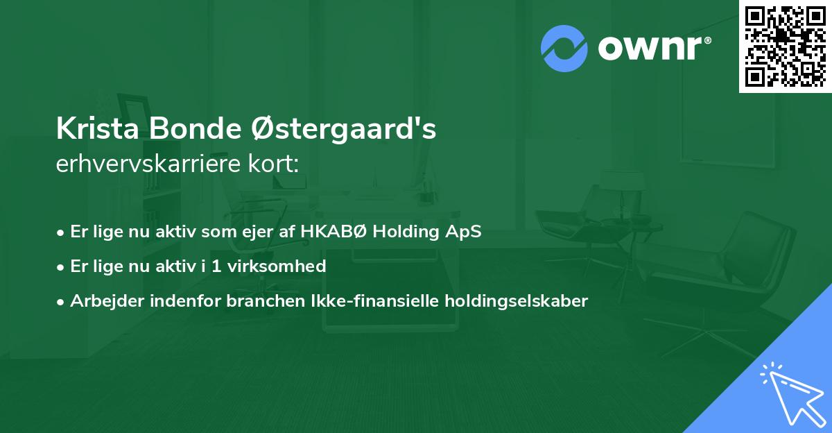 Krista Bonde Østergaard's erhvervskarriere kort