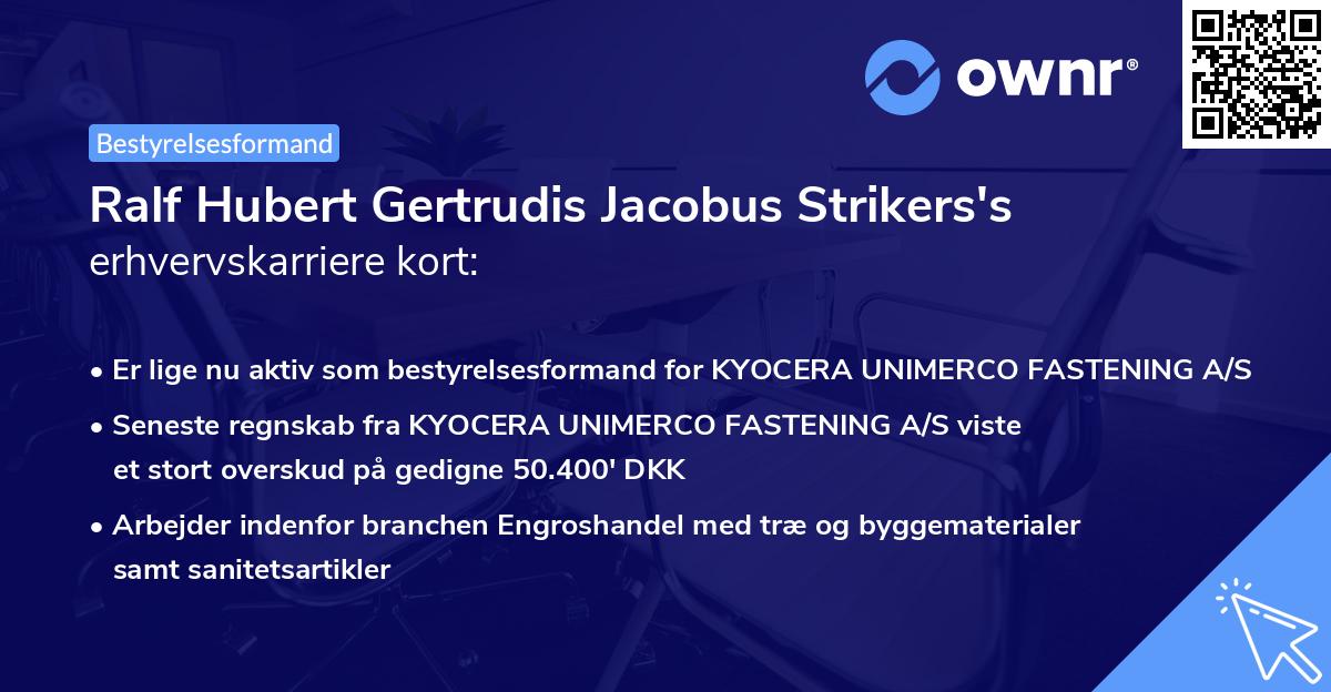 Ralf Hubert Gertrudis Jacobus Strikers's erhvervskarriere kort