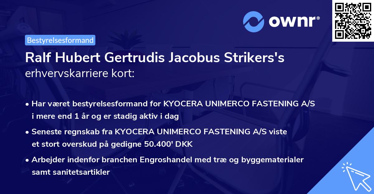 Ralf Hubert Gertrudis Jacobus Strikers's erhvervskarriere kort