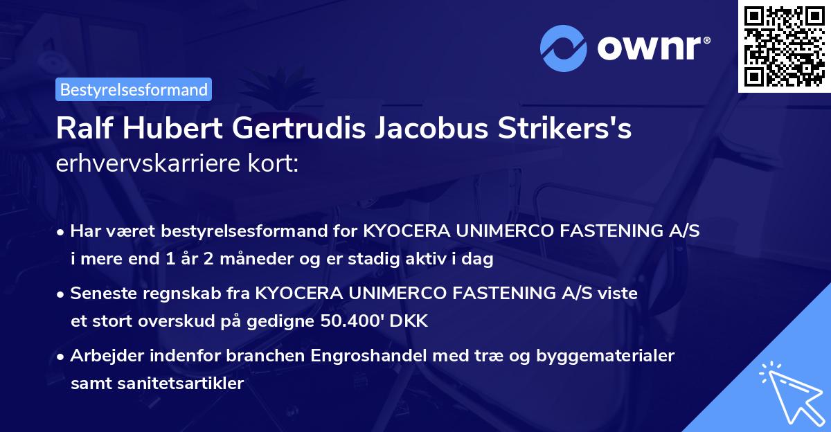 Ralf Hubert Gertrudis Jacobus Strikers's erhvervskarriere kort