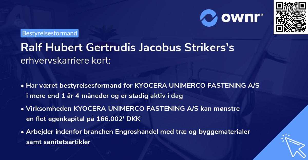 Ralf Hubert Gertrudis Jacobus Strikers's erhvervskarriere kort