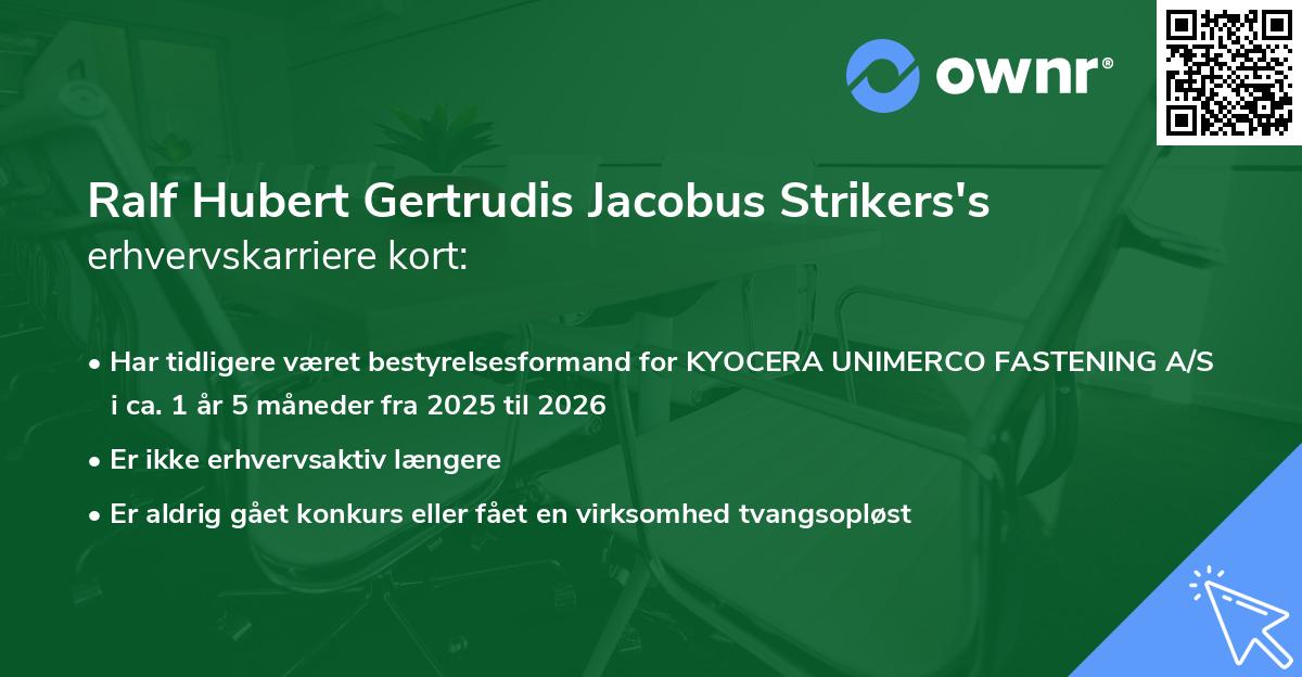 Ralf Hubert Gertrudis Jacobus Strikers's erhvervskarriere kort