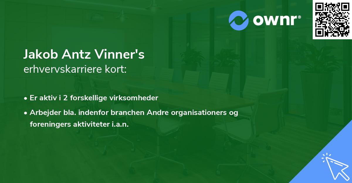 Jakob Antz Vinner's erhvervskarriere kort