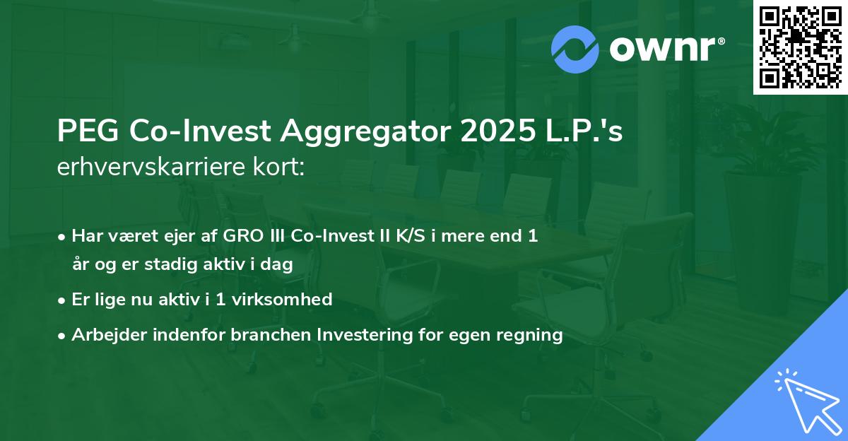 PEG Co-Invest Aggregator 2025 L.P.'s erhvervskarriere kort